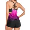 imageHolipick Two Piece Tankini Swimsuits for Women Tummy Control Bathing Suit Blouson Tankini Top with Sporty Boy Shorts 2025Pink Gradient