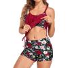 imageHolipick Two Piece Tankini Swimsuits for Women Tummy Control Bathing Suit Blouson Tankini Top with Sporty Boy Shorts 2025Red Flower