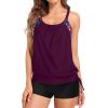 imageHolipick Two Piece Tankini Swimsuits for Women Tummy Control Bathing Suit Blouson Tankini Top with Sporty Boy Shorts 2025Wine Red