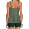 imageHolipick Two Piece Tankini Swimsuits for Women Tummy Control Bathing Suits Flowy Tankini Top with Boy ShortsArmy Green