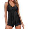imageHolipick Two Piece Tankini Swimsuits for Women Tummy Control Bathing Suits Flowy Tankini Top with Boy ShortsBlack