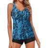 imageHolipick Two Piece Tankini Swimsuits for Women Tummy Control Bathing Suits Flowy Tankini Top with Boy ShortsBlue Black Paisley