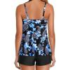 imageHolipick Two Piece Tankini Swimsuits for Women Tummy Control Bathing Suits Flowy Tankini Top with Boy ShortsBlue Paisley