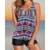 imageHolipick Two Piece Tankini Swimsuits for Women Tummy Control Bathing Suits Flowy Tankini Top with Boy ShortsPrinted Geometric