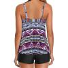 imageHolipick Two Piece Tankini Swimsuits for Women Tummy Control Bathing Suits Flowy Tankini Top with Boy ShortsPrinted Geometric