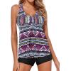 imageHolipick Two Piece Tankini Swimsuits for Women Tummy Control Bathing Suits Flowy Tankini Top with Boy ShortsPrinted Geometric