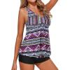 imageHolipick Two Piece Tankini Swimsuits for Women Tummy Control Bathing Suits Flowy Tankini Top with Boy ShortsPrinted Geometric