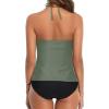imageHolipick Two Piece Tankini Swimsuits for Women Tummy Control Bathing Suits Halter Tankini Top with Bikini BottomArmy Green