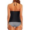 imageHolipick Two Piece Tankini Swimsuits for Women Tummy Control Bathing Suits Halter Tankini Top with Bikini BottomBlack Striped