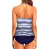 imageHolipick Two Piece Tankini Swimsuits for Women Tummy Control Bathing Suits Halter Tankini Top with Bikini BottomBlue Striped