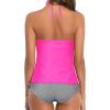 imageHolipick Two Piece Tankini Swimsuits for Women Tummy Control Bathing Suits Halter Tankini Top with Bikini BottomPink Striped