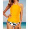 imageHolipick Two Piece Tankini Swimsuits for Women Tummy Control Bathing Suits Halter Tankini Top with Bikini BottomYellow