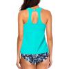 imageHolipick Two Piece Tankini Swimsuits for Women Tummy Control Bathing Suits High Neck Tankini Tops with Bikini BottomAqua and Flower