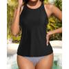 imageHolipick Two Piece Tankini Swimsuits for Women Tummy Control Bathing Suits High Neck Tankini Tops with Bikini BottomBlack