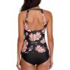 imageHolipick Two Piece Tankini Swimsuits for Women Tummy Control Bathing Suits High Neck Tankini Tops with Bikini BottomBlack Flower