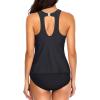 imageHolipick Two Piece Tankini Swimsuits for Women Tummy Control Bathing Suits High Neck Tankini Tops with Bikini BottomBlack With Mesh