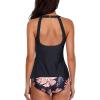 imageHolipick Two Piece Tankini Swimsuits for Women Tummy Control Bathing Suits High Neck Tankini Tops with Bikini BottomBlackflower