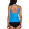 imageHolipick Two Piece Tankini Swimsuits for Women Tummy Control Bathing Suits High Neck Tankini Tops with Bikini BottomBlue