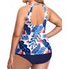 imageHolipick Two Piece Tankini Swimsuits for Women Tummy Control Bathing Suits High Neck Tankini Tops with Bikini BottomBlue Floral