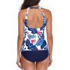 imageHolipick Two Piece Tankini Swimsuits for Women Tummy Control Bathing Suits High Neck Tankini Tops with Bikini BottomBlue Floral