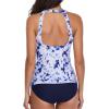 imageHolipick Two Piece Tankini Swimsuits for Women Tummy Control Bathing Suits High Neck Tankini Tops with Bikini BottomBlue Tie Dye