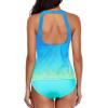 imageHolipick Two Piece Tankini Swimsuits for Women Tummy Control Bathing Suits High Neck Tankini Tops with Bikini BottomBlue Yellow Gradient