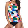imageHolipick Two Piece Tankini Swimsuits for Women Tummy Control Bathing Suits High Neck Tankini Tops with Bikini BottomColor Block