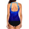 imageHolipick Two Piece Tankini Swimsuits for Women Tummy Control Bathing Suits High Neck Tankini Tops with Bikini BottomGradient Blue