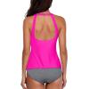 imageHolipick Two Piece Tankini Swimsuits for Women Tummy Control Bathing Suits High Neck Tankini Tops with Bikini BottomHot Pink