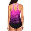 imageHolipick Two Piece Tankini Swimsuits for Women Tummy Control Bathing Suits High Neck Tankini Tops with Bikini BottomPink Gradient