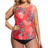 imageHolipick Two Piece Tankini Swimsuits for Women Tummy Control Bathing Suits High Neck Tankini Tops with Bikini BottomRed