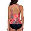 imageHolipick Two Piece Tankini Swimsuits for Women Tummy Control Bathing Suits High Neck Tankini Tops with Bikini BottomRed