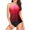 imageHolipick Two Piece Tankini Swimsuits for Women Tummy Control Bathing Suits High Neck Tankini Tops with Bikini BottomRed Gradient