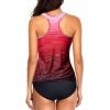 imageHolipick Two Piece Tankini Swimsuits for Women Tummy Control Bathing Suits High Neck Tankini Tops with Bikini BottomRed Gradient
