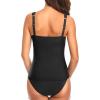 imageHolipick Two Piece Underwire Tankini Swimsuits for Women Tummy Control Tankini Top Bandeau Bathing Suits with BottomBlack