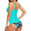 imageHolipick Two Piece Underwire Tankini Swimsuits for Women Tummy Control Tankini Top Bandeau Bathing Suits with BottomBlue Leaves