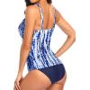 imageHolipick Two Piece Underwire Tankini Swimsuits for Women Tummy Control Tankini Top Bandeau Bathing Suits with BottomBlue Tie Dye