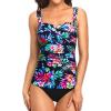 imageHolipick Two Piece Underwire Tankini Swimsuits for Women Tummy Control Tankini Top Bandeau Bathing Suits with BottomColorful Floral