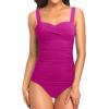 imageHolipick Two Piece Underwire Tankini Swimsuits for Women Tummy Control Tankini Top Bandeau Bathing Suits with BottomPink