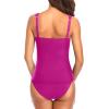 imageHolipick Two Piece Underwire Tankini Swimsuits for Women Tummy Control Tankini Top Bandeau Bathing Suits with BottomPink