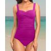imageHolipick Two Piece Underwire Tankini Swimsuits for Women Tummy Control Tankini Top Bandeau Bathing Suits with BottomPink
