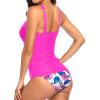 imageHolipick Two Piece Underwire Tankini Swimsuits for Women Tummy Control Tankini Top Bandeau Bathing Suits with BottomPink Flower