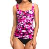imageHolipick Two Piece Underwire Tankini Swimsuits for Women Tummy Control Tankini Top Bandeau Bathing Suits with BottomPink White Floral