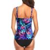 imageHolipick Two Piece Underwire Tankini Swimsuits for Women Tummy Control Tankini Top Bandeau Bathing Suits with BottomPurple Leaf