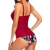 imageHolipick Two Piece Underwire Tankini Swimsuits for Women Tummy Control Tankini Top Bandeau Bathing Suits with BottomRed Flowers