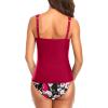 imageHolipick Two Piece Underwire Tankini Swimsuits for Women Tummy Control Tankini Top Bandeau Bathing Suits with BottomRed Flowers