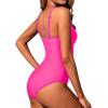 imageHolipick Women High Neck One Piece Swimsuit Mesh Bathing Suit Full Coverage SwimwearHot Pink