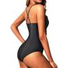 imageHolipick Women One Piece Swimsuit Tummy Control Bathing Suits High Neck Halter SwimwearBlack2