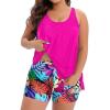 imageHolipick Women Plus Size Swimsuit Tummy Control Tankini Two Piece Bathing Suits Blouson Top with Boy ShortsColorful Leaves Wide Straps
