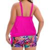 imageHolipick Women Plus Size Swimsuit Tummy Control Tankini Two Piece Bathing Suits Blouson Top with Boy ShortsColorful Leaves Wide Straps